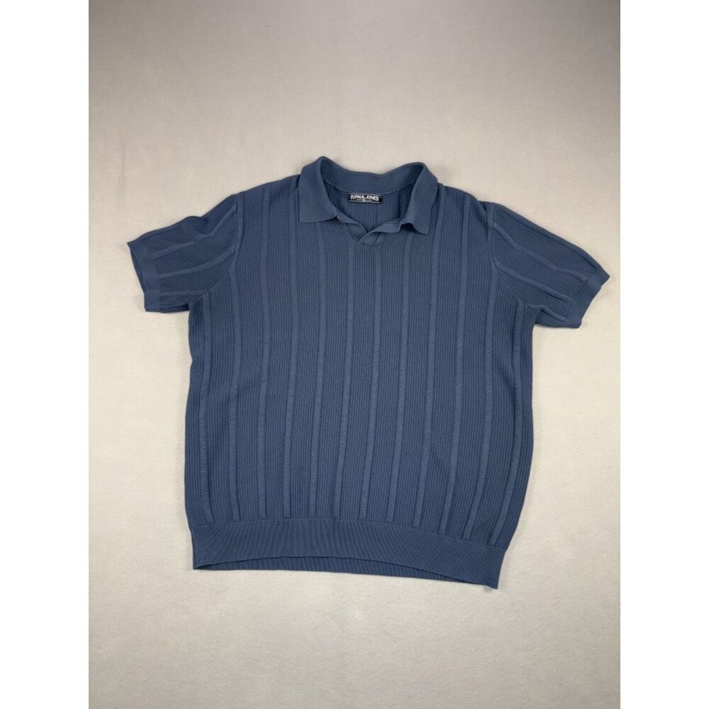 Paul Jones XL Blue Knitted Golf Polo